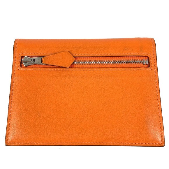 HERMES Zip Zap Compact Wallet Bifold Swift Men's and Women's Orange